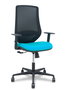Chaise Mardos Synchro 4 positions tissu Turquoise Maille Noir Base en nylon noir Accoudoir 1D Sans appui-tête Roulettes 65mm nylon
