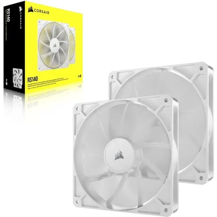 Corsair RS140 - Pack de 2 ventilateurs PC 140 mm PWM blancs - Refroidissement silencieux et haute performance