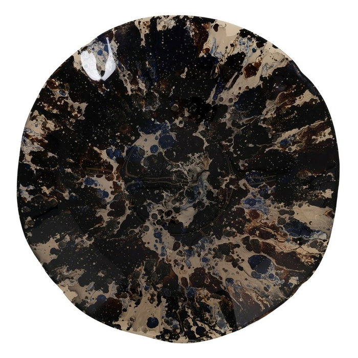 Centre de Table Bleu Marron Verre 39 x 39 x 6,5 cm