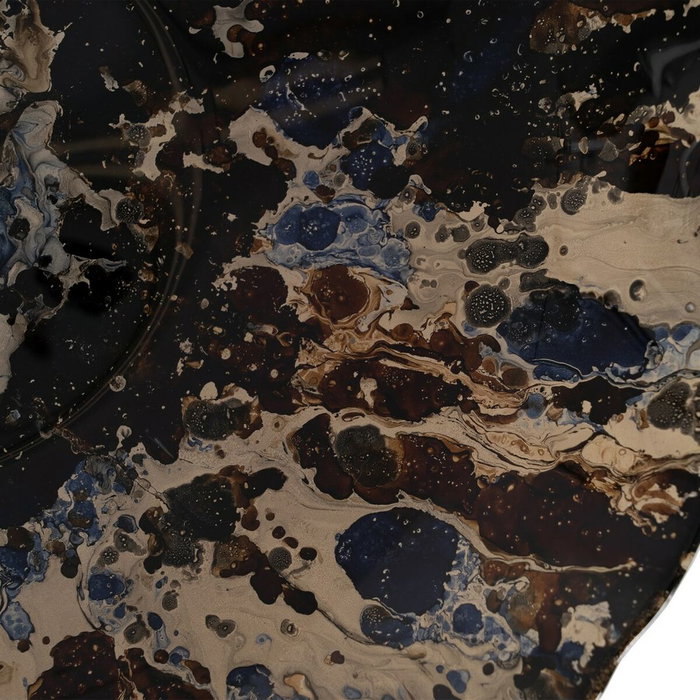 Centre de Table Bleu Marron Verre 39 x 39 x 6,5 cm