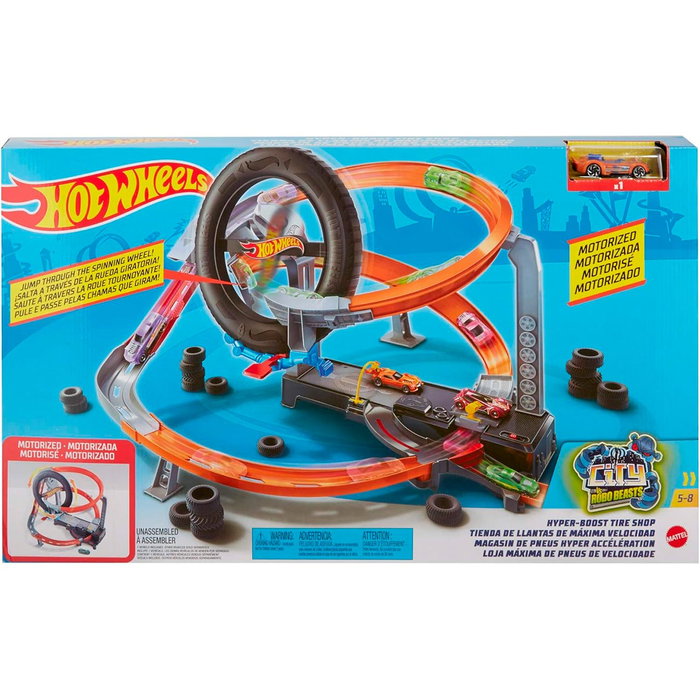 Hot Wheels City - Garage à Pneus Ultraturbo avec Circuit et Ascenseur - Jouet pour Enfants dès 5 Ans