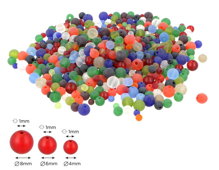 Innspiro Mélange de perles en verre glacé 4-6-8mm 300g