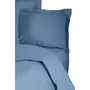 Parure de lit King 1 housse de couette 240 x 220 cm 100% coton renforcé avec 2 taies d'oreiller 60 x 60 cm fermeture enveloppe et boutons, Bleu