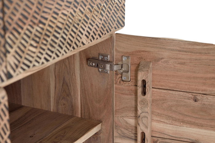 GINER Y COLOMER - Buffet 4 portes en acacia massif avec pattes en métal - Finition naturelle patinée - Dimensions : 200 x 90 x 40 cm