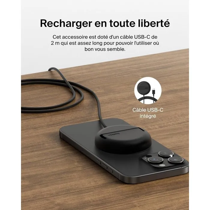 Belkin Pad de recharge sans fil 15W USB-C noir - Recharge rapide et design minimaliste