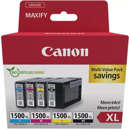 Canon PGI-1500XL Multipack Cartouches d'encre Noir Cyan Magenta Jaune pour MAXIFY MB2050 MB2150 MB2155 MB2350 MB2750 MB2755