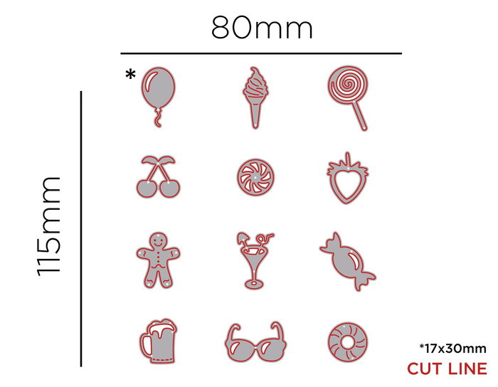 Misskuty Lot de 12 emporte-pièces fins ZAG motifs d'été Misskuty Lot de 12 emporte-pièces fins ZAG motifs d'été