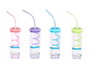 LEKNES Lot de 48 Verres avec Paille en Spirale 330ml - Assortiment de 4 Couleurs