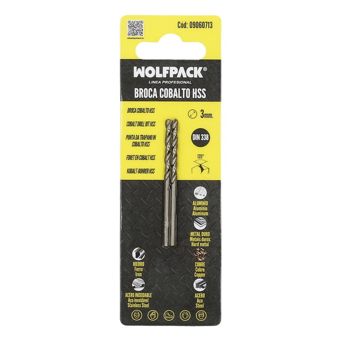 WOLFPACK LINEA PROFESIONAL Mèche Cylindrique Cobalt HSS 3,0 mm (Pack de 2)