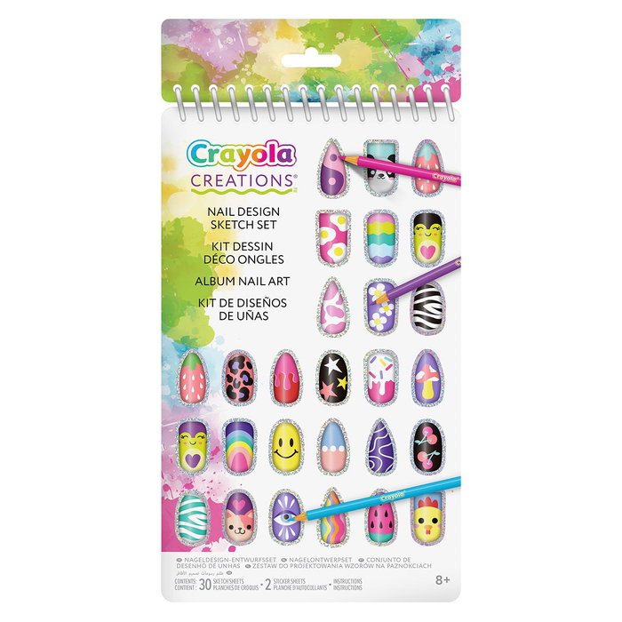Crayola Album de Créations Nail Art 04-1275, livre avec conseils, modèles et autocollants pour art des ongles, langue espagnol, à partir de 8 ans