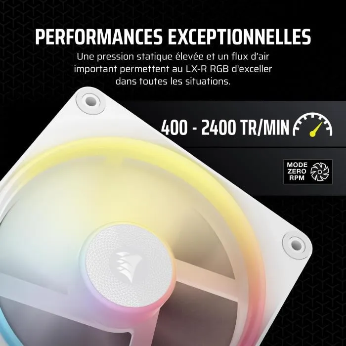 Corsair Ventilateur PC iCUE LINK LX120R RGB 120 mm Blanc - CO-9051053-WW - Haute Performance
