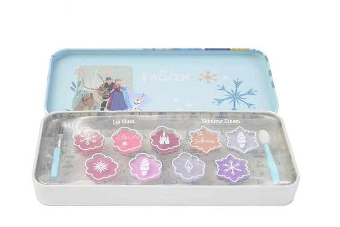 Markwins - Étui métallique Frozen avec brillants à lèvres - 6 brillants à lèvres et 3 brillants crème avec applicateurs - Boîte réutilisable 8x18 cm Markwins - Étui métallique Frozen avec brillants à lèvres - 6 brillants à lèvres et 3 brillants crème avec applicateurs - Boîte réutilisable 8x18 cm