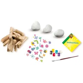 SES CREATIVE Kit Créatif Décorer Pierres et Bois Flotté - Inspire par la Nature - Kit DIY Enfants avec Pierres Blanches, Bois, Peintures et Autocollants