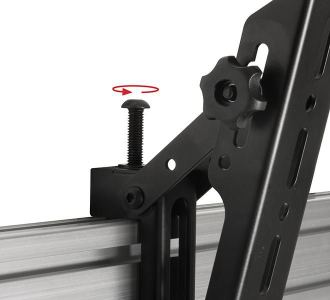 B-Tech System X Bras d'interface universels avec inclinaison - VESA 400, jusqu'à 70", 70 kg max, inclinaison +20°, noir, pour montage portrait ou paysage