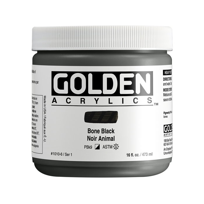 Golden Peinture acrylique Heavy Body Noir de Hueso 473 ml Golden Peinture acrylique Heavy Body Noir de Hueso 473 ml