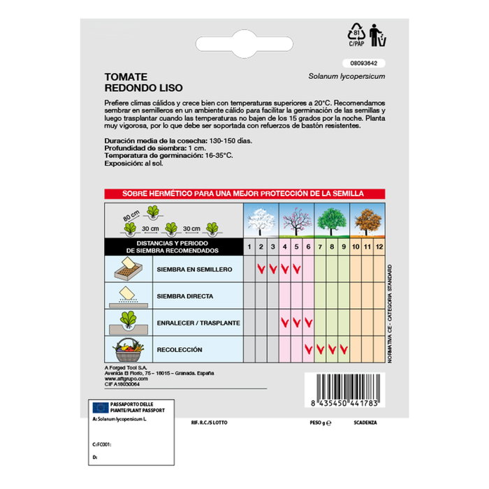 SATURNIA Semences de Tomate Redondo Liso (1 g) SATURNIA Semences de Tomate Redondo Liso (1 g)
