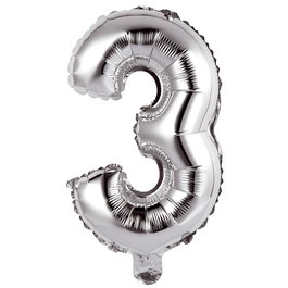 Party Time Ballon Chiffre 3 Argent 35 cm