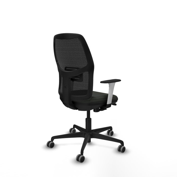 Chaise Alfera Synchrone/Traslack Maille/tissu Noir Base en nylon noir Accoudoirs noirs et blancs Sans appui-tête Roulettes 65mm pour moquette