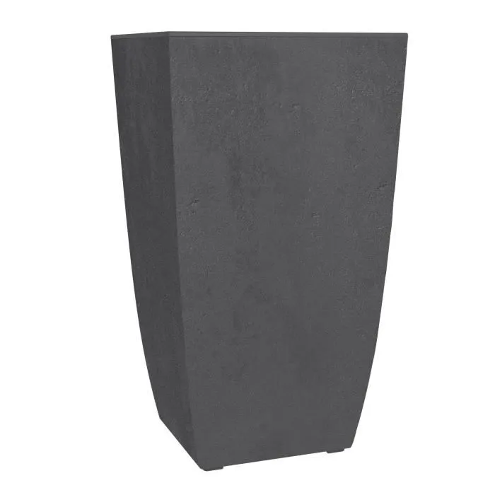 EDA Pot de fleurs carré Diva Basalt 42 L, dimensions 43,5 x 43,5 x H 78,2 cm, bac intérieur amovible, réservoir d'eau, décor béton gris anthracite EDA Pot de fleurs carré Diva Basalt 42 L, dimensions 43,5 x 43,5 x H 78,2 cm, bac intérieur amovible, réservoir d'eau, décor béton gris anthracite