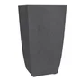 EDA Pot de fleurs carré Diva Basalt 42 L, dimensions 43,5 x 43,5 x H 78,2 cm, bac intérieur amovible, réservoir d'eau, décor béton gris anthracite