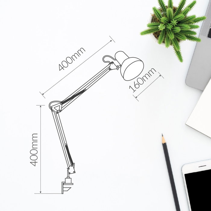 GSC Evolution Flexo de bureau avec clip E27 40W - Blanc GSC Evolution Flexo de bureau avec clip E27 40W - Blanc