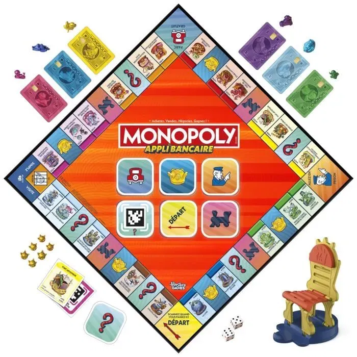 Hasbro Gaming Monopoly avec application bancaire - Jeu de plateau familial 2 à 6 joueurs, version française, à partir de 8 ans