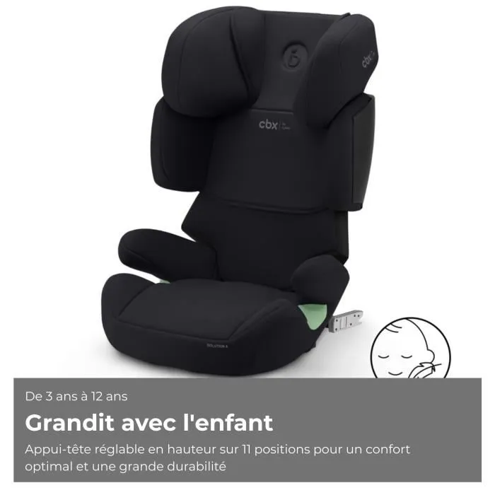 Cybex Siège Auto Rehausseur Solution X i-Fix de 3 à 12 ans (15-50 kg, 100-150 cm) - Noir - Conforme R129/03 - Inclinaison 3 Positions