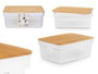 KINVARA Boîte multiusage perforée avec couvercle bambou, lot de 6, Blanc + Marron