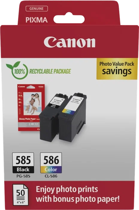 Canon PG-585+CL586 Value Pack Noir, Cyan, Magenta, Jaune