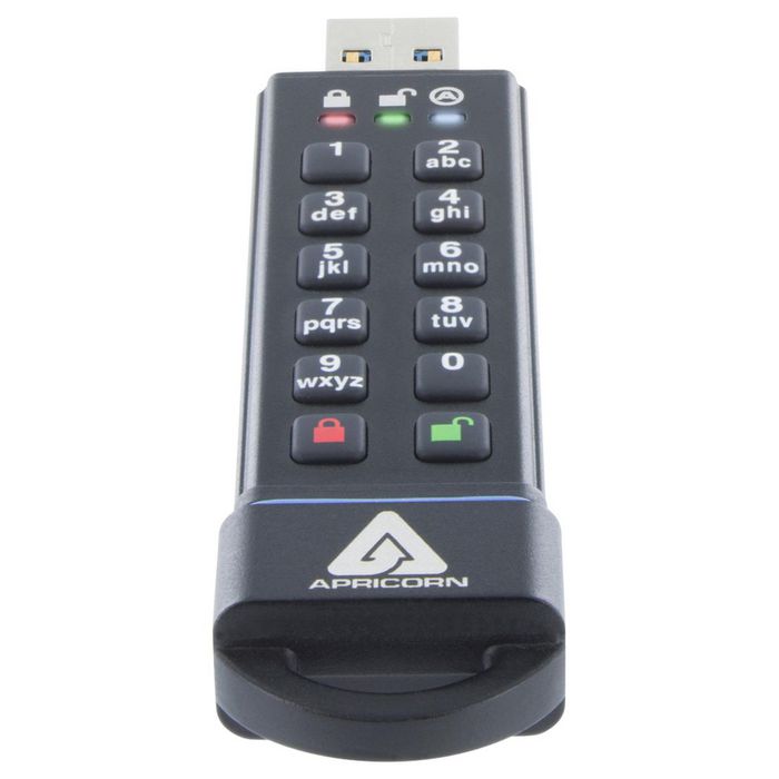 Apricorn Aegis Secure Key 3.0 - Clé USB sécurisée chiffrée 480 Go, USB 3.2 Gen1, résistance IP68, avec clavier numérique, certification FIPS 140-2 Niveau 3