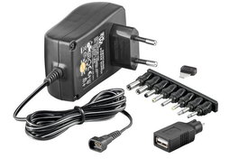 MicroConnect Alimentation universelle 3-12V 18W avec port USB et 8 adaptateurs DC pour ordinateurs portables et appareils électroniques