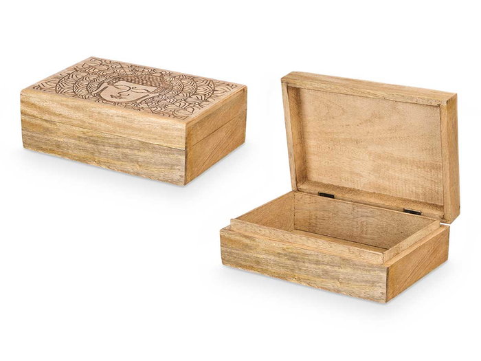 Giftdecor Boîte Rectangulaire Buddha Bois Mango Blanc Naturel 25x8.5x18 cm Assorti (Set de 6) Giftdecor Boîte Rectangulaire Buddha Bois Mango Blanc Naturel 25x8.5x18 cm Assorti (Set de 6)