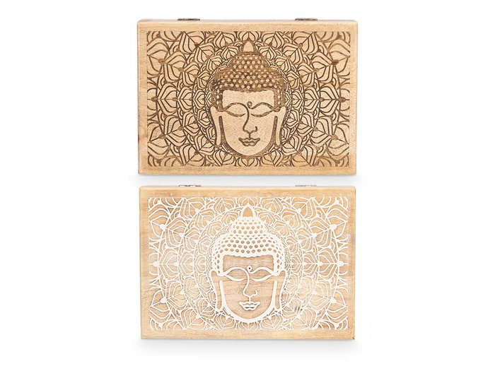 Giftdecor Boîte Rectangulaire Buddha Bois Mango Blanc Naturel 25x8.5x18 cm Assorti (Set de 6) Giftdecor Boîte Rectangulaire Buddha Bois Mango Blanc Naturel 25x8.5x18 cm Assorti (Set de 6)