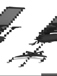 Chaise Bormate Asynchrone tissu Noir Base en nylon noir Accoudoir 2D Sans appui-tête Roulettes 65mm nylon