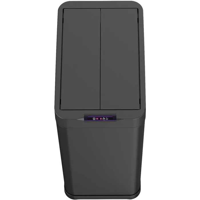 Kitchen Move - SILVERLAKE - Poubelle de cuisine automatique 70L avec ouverture papillon, capteur infrarouge, alimentation USB/piles, acier inoxydable noir mat - 42,4 x 26,9 x 67 cm
