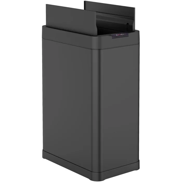 Kitchen Move - SILVERLAKE - Poubelle de cuisine automatique 70L avec ouverture papillon, capteur infrarouge, alimentation USB/piles, acier inoxydable noir mat - 42,4 x 26,9 x 67 cm