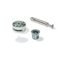 Emuca Lot de 10 excentriques diamètre 35mm avec boulon M8 et écrou avec capuchon en plastique blanc, pour panneau de 20mm, Zamak et Acier