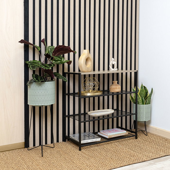 Vinthera Pot de fleurs avec support Moa Vert Métal, Lot de 4 unités