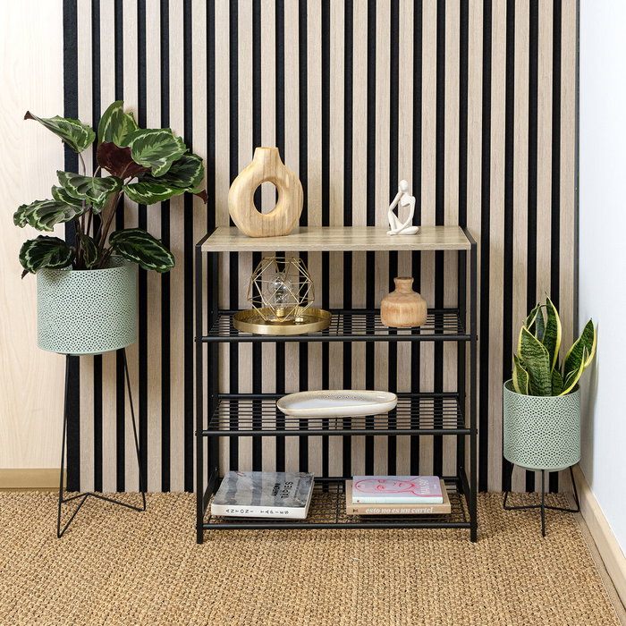 Vinthera Pot de fleurs avec support Moa Vert Métal, Lot de 4 unités