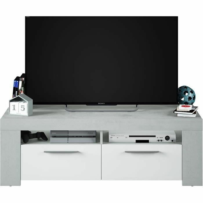 BigBuy Home Meuble TV AMBIT Effet Béton et Blanc Artik BigBuy Home Meuble TV AMBIT Effet Béton et Blanc Artik