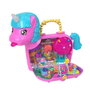 Mattel - Polly Pocket - Coffre Unicornio Partyland - Ensemble de jeu avec 2 poupées, 25 accessoires et surprises - Pour enfants dès 4 ans