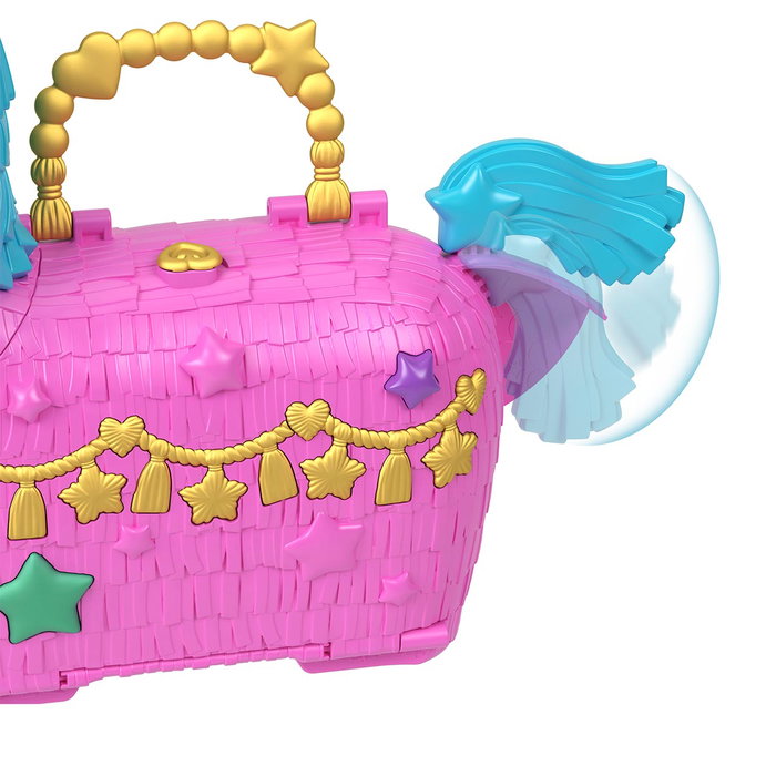 Mattel - Polly Pocket - Coffre Unicornio Partyland - Ensemble de jeu avec 2 poupées, 25 accessoires et surprises - Pour enfants dès 4 ans