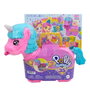 Mattel - Polly Pocket - Coffre Unicornio Partyland - Ensemble de jeu avec 2 poupées, 25 accessoires et surprises - Pour enfants dès 4 ans