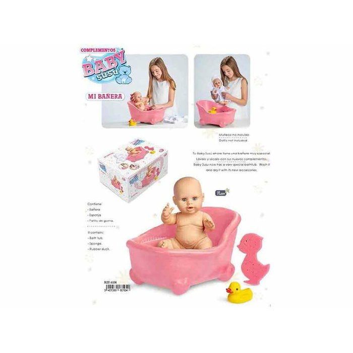 Berjuan Poupée Bébé 38 cm avec Corbeille et Accessoires
