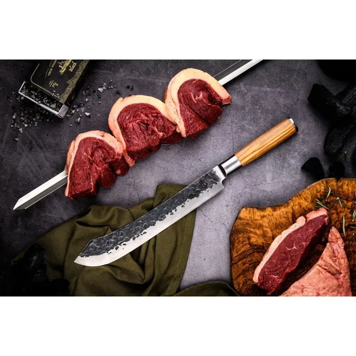 Forged Brochette Barbecue Churrasco Forme V 70 cm en Acier Inoxydable