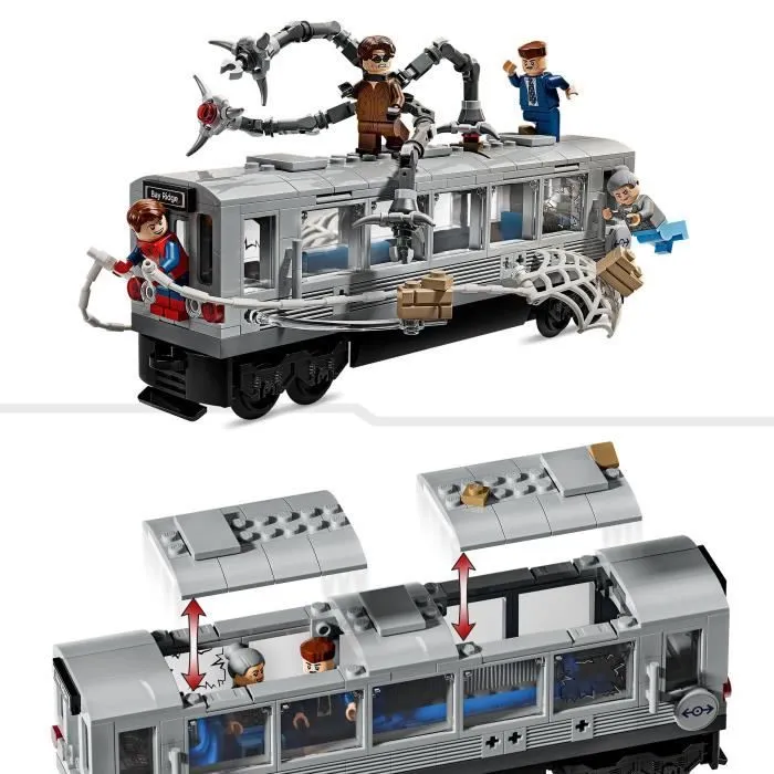 LEGO 76321 Marvel Jouet de Construction - Scène du Train avec Spider-Man et Docteur Octopus, Set de 393 Pièces