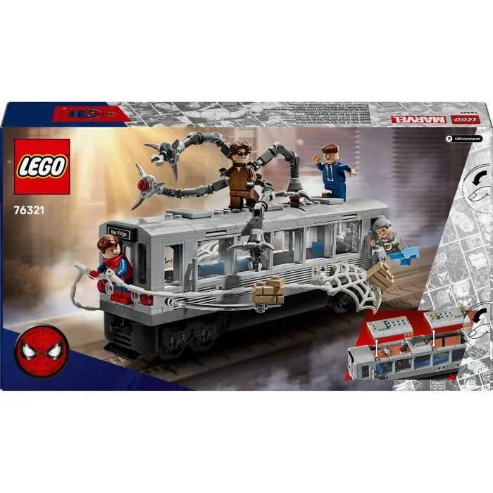 LEGO 76321 Marvel Jouet de Construction - Scène du Train avec Spider-Man et Docteur Octopus, Set de 393 Pièces