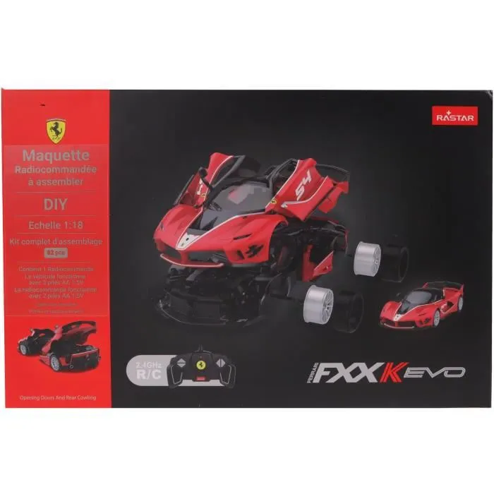 MGM Kit de construction Ferrari FXX K Evo 1/18 - Voiture télécommandée rapide (8 km/h) en plastique durable - Jouet pour enfants