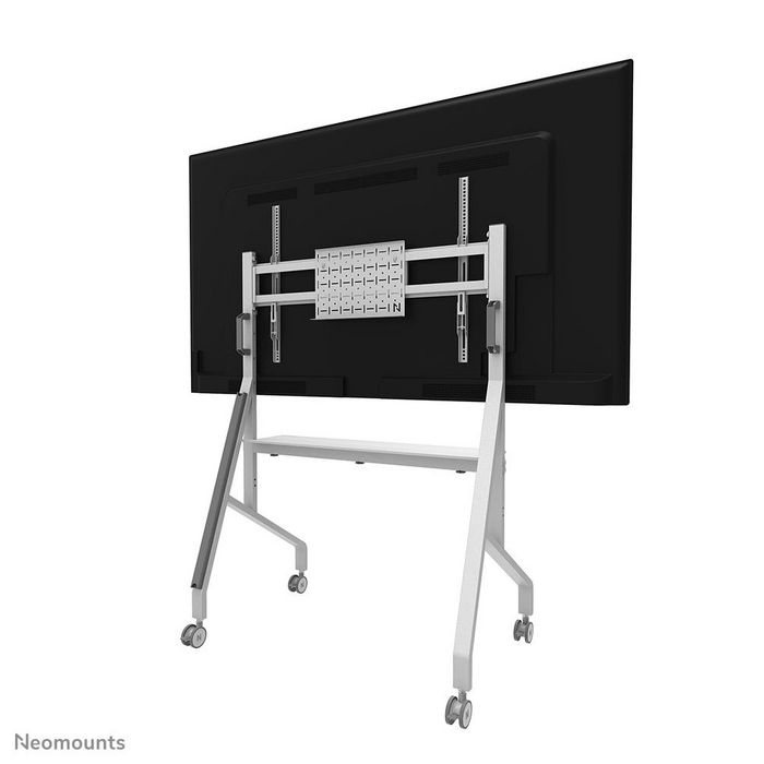 Neomounts FL50-525WH1 Support au sol mobile pour écran plat/tactile 55 à 86", 4 roues à blocage, étagère multimédia incluse, réglable en hauteur, blanc