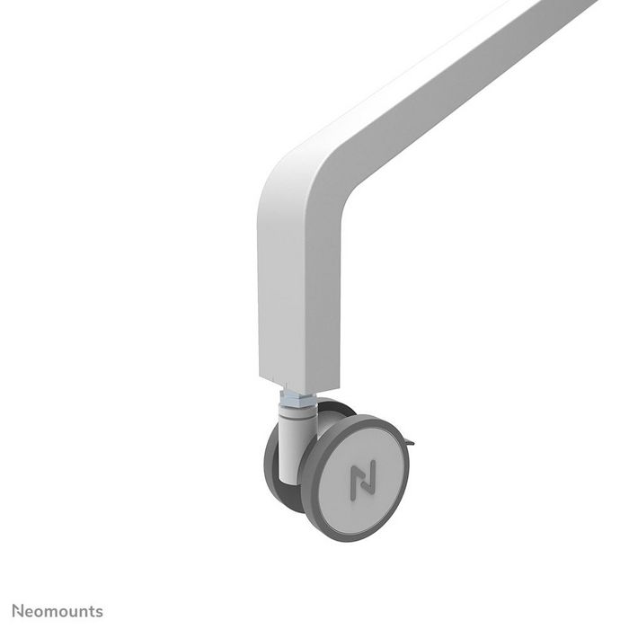 Neomounts FL50-525WH1 Support au sol mobile pour écran plat/tactile 55 à 86", 4 roues à blocage, étagère multimédia incluse, réglable en hauteur, blanc